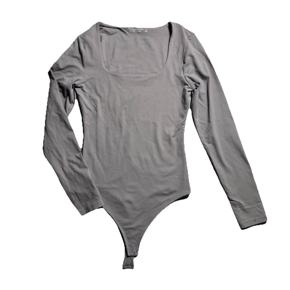 Abercrombie & Fitch Grey Round Neck Soft Compression Bodysuit Top S Classic